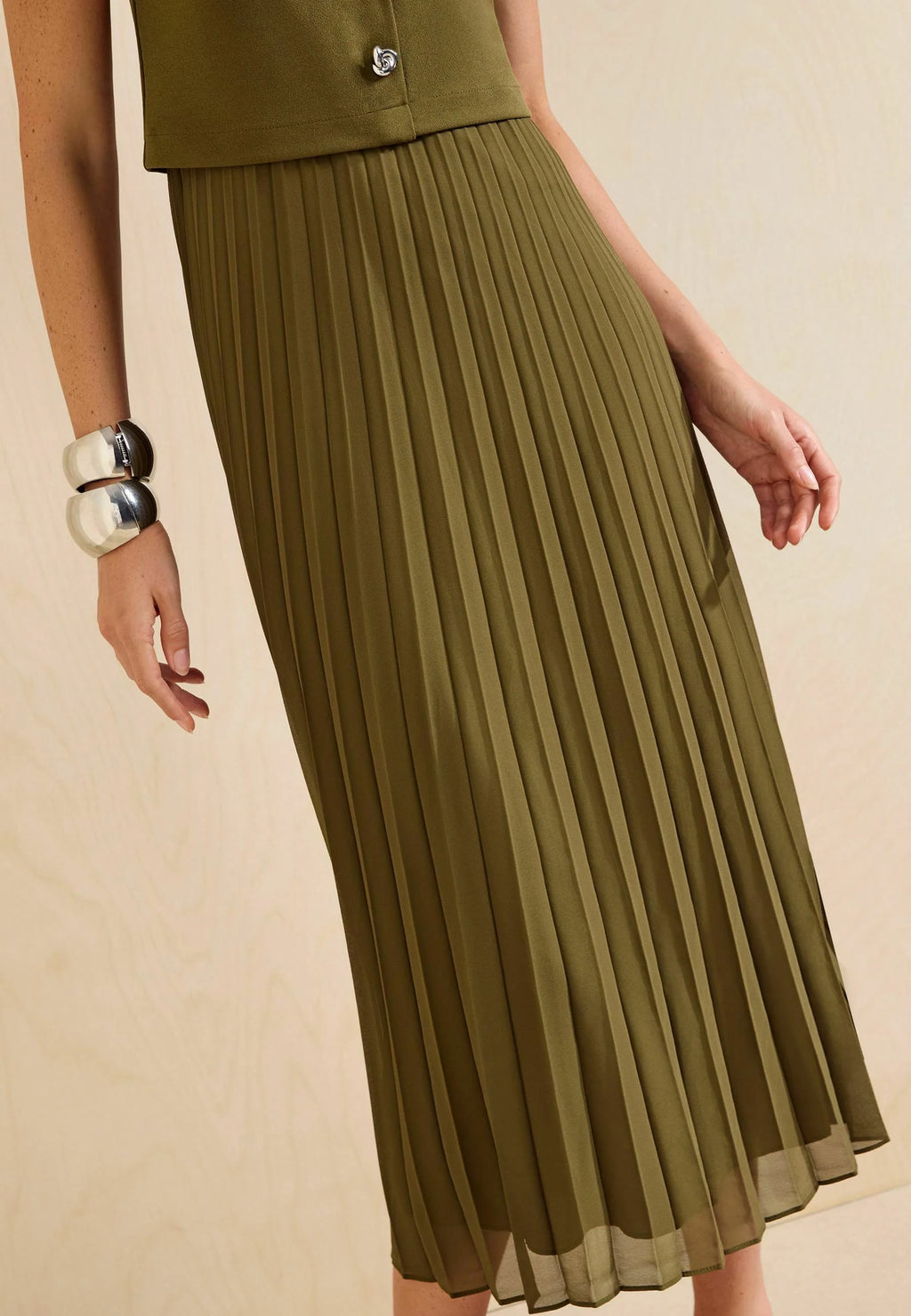 SHORT SLEEVE 2 IN 1 PLEATED MIDI DRESS - Jurk - bottle green